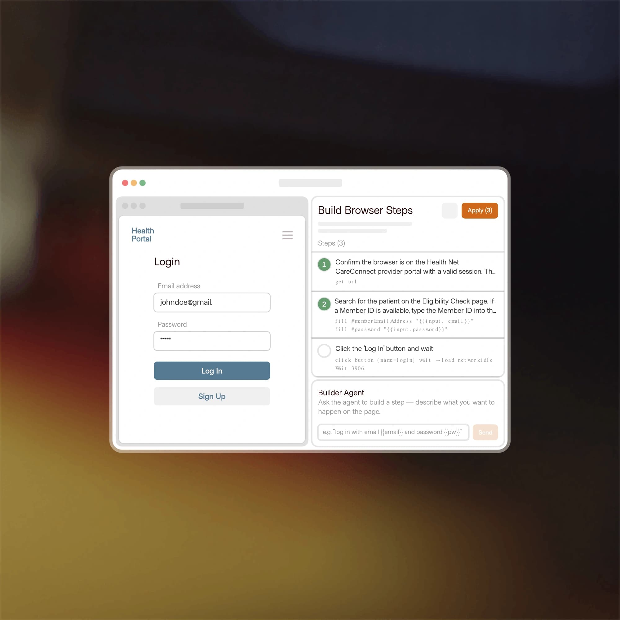 Champ browser automation workflow run